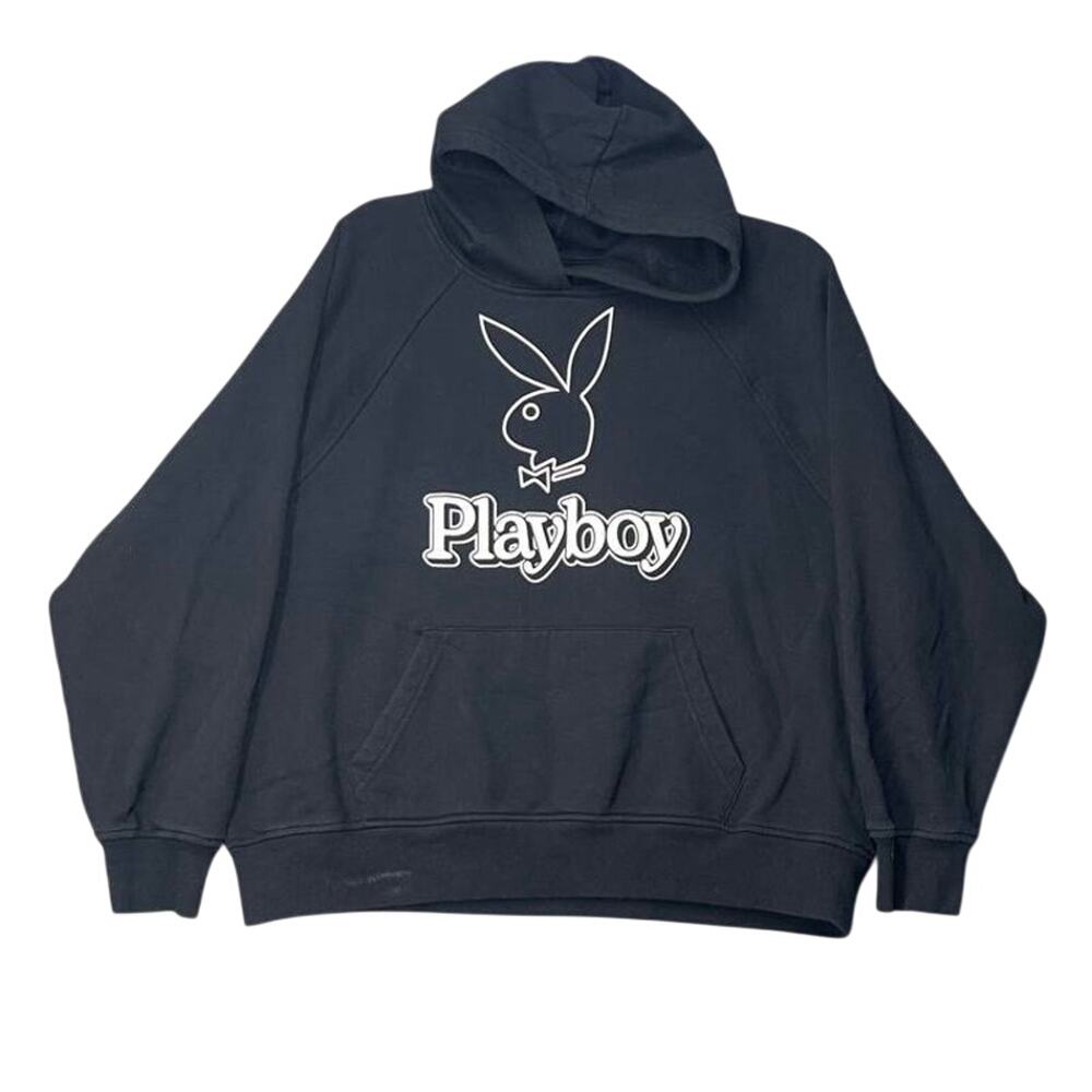 Women’s Playboy By PacSun Classic Raglan Hoodie Black‎ Sz  XS Streetwear Grunge